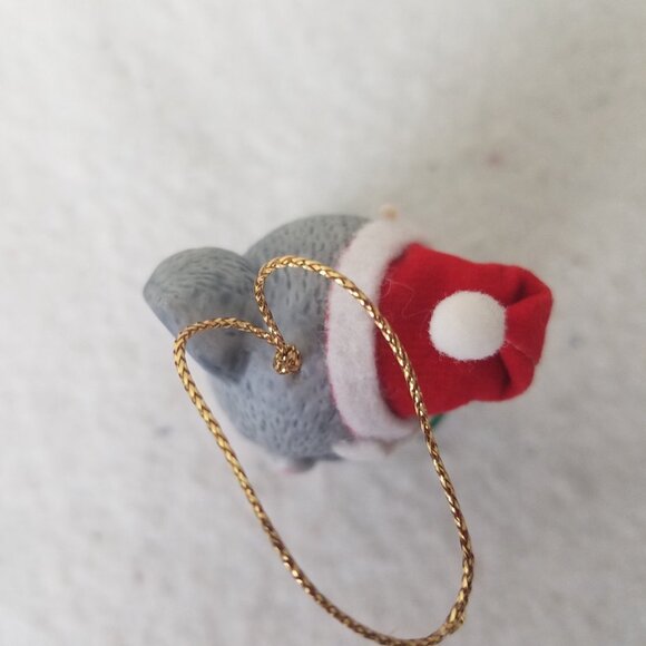 VTG Mouse Bells Bisque Porcelain‎ Christmas grey green red scarf - Picture 7 of 8